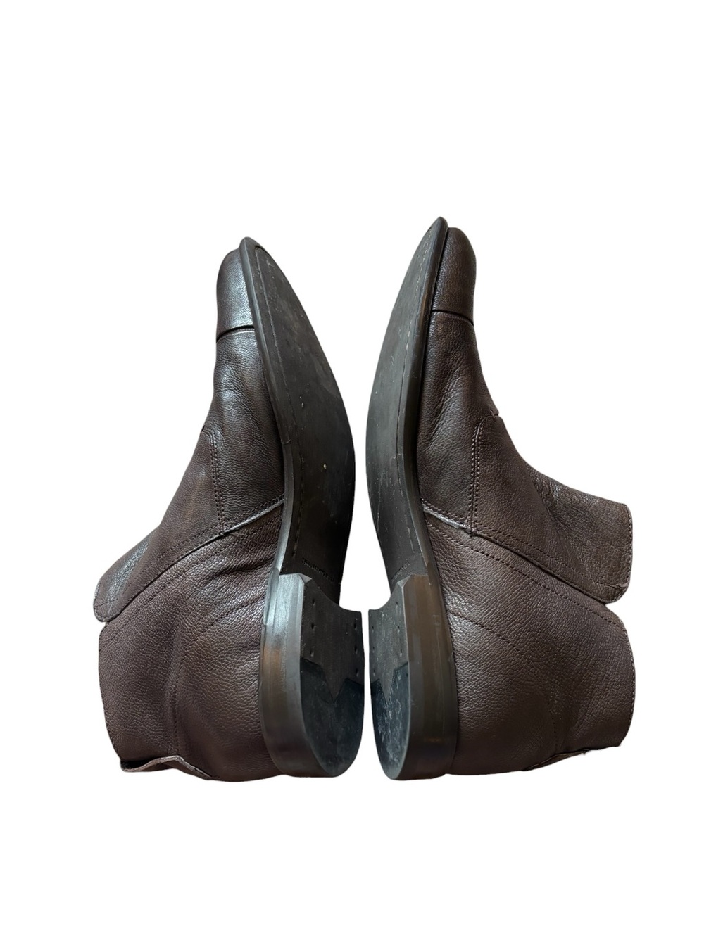 John Varvatos dark brown leather side zip ankle boots - Picture 2 of 8